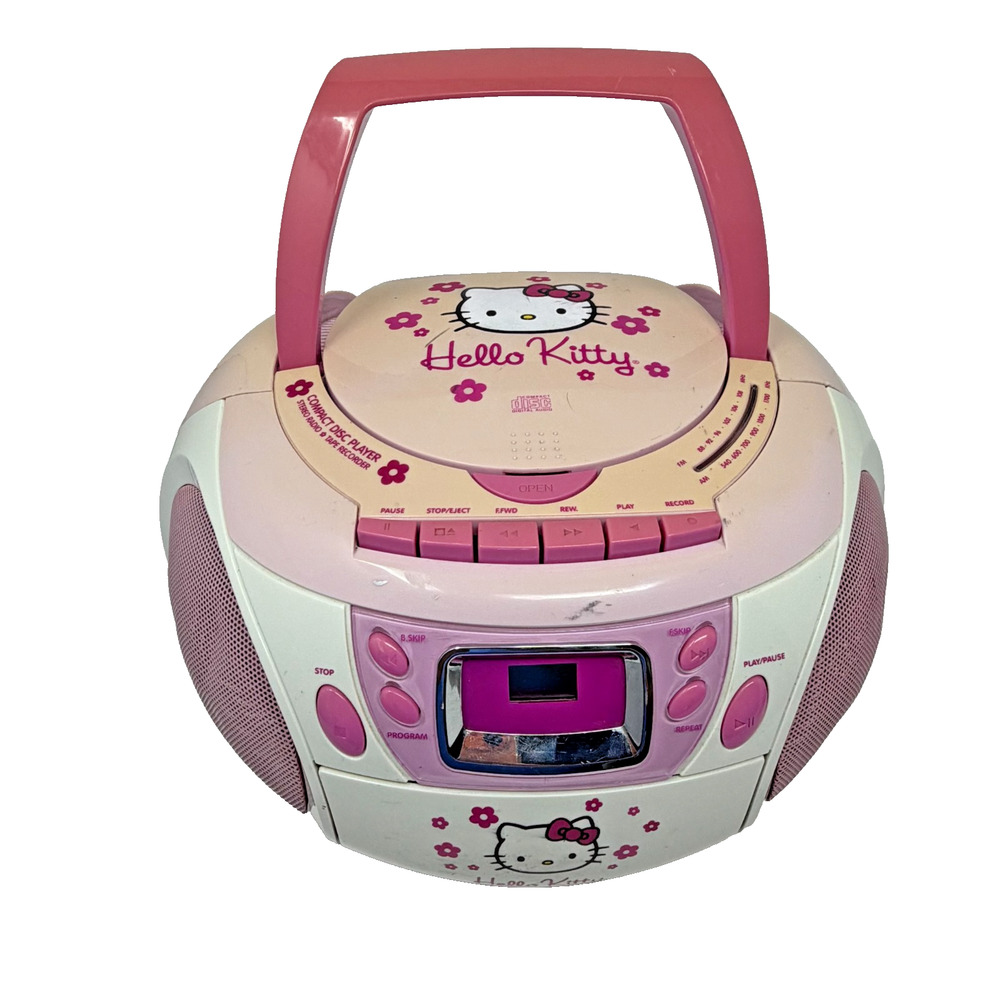 Hello Kitty KT2028A CD Cassette Boombox Radio Pink Tested Please Read